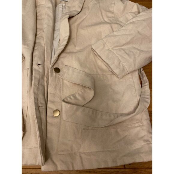 Zara, women's beige thick, button front and tied waist jacket size small - Picture 2 of 8